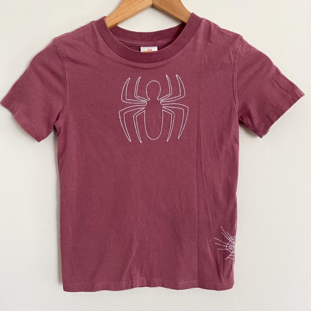 Marvel Cotton On Boys SpiderMan T-Shirt Size 6. Cotton. Embroidered Spider Web